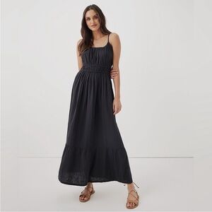 PACT 100% Organic Cotton Gauze Coastal Cami Soft Minimal Maxi Dress Spring